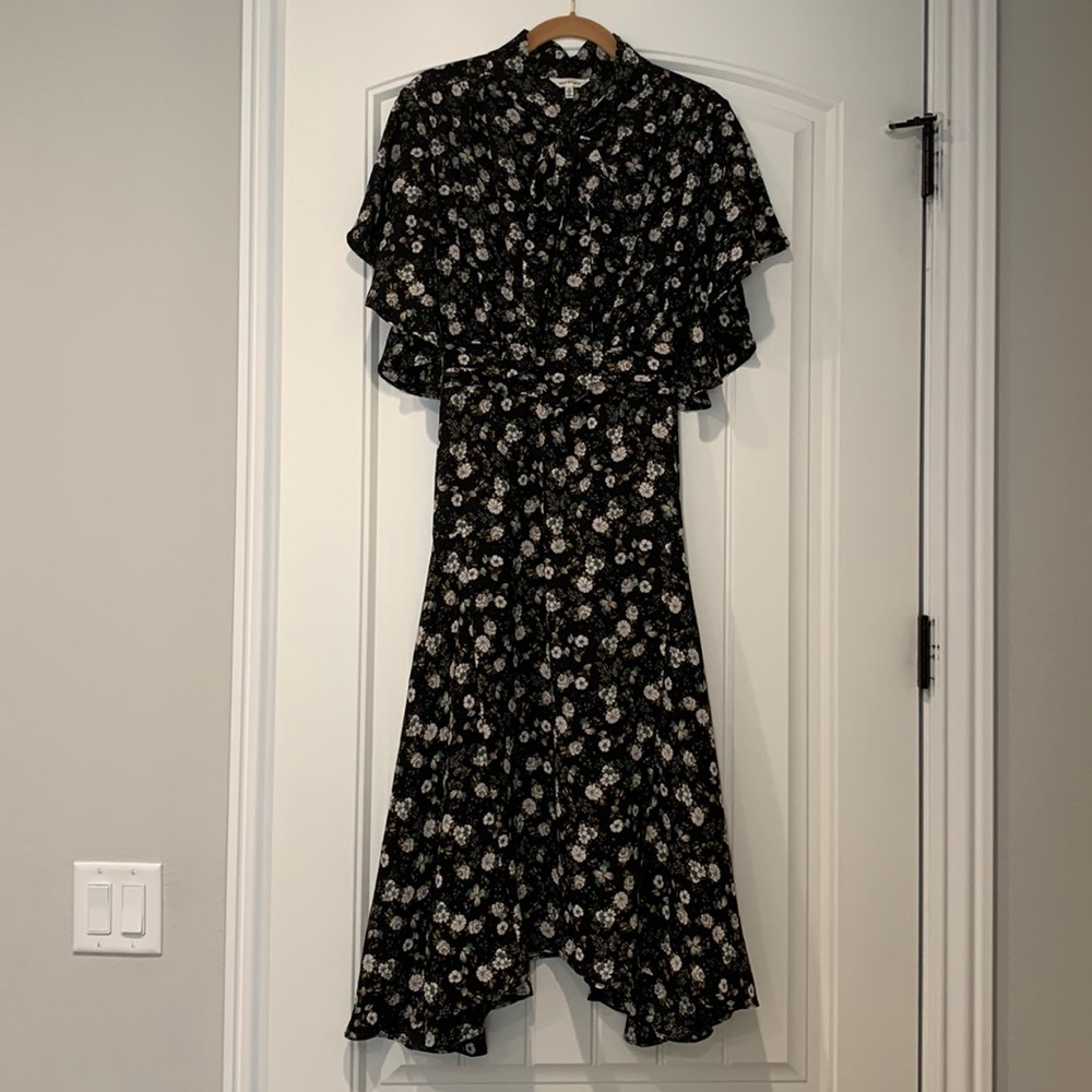 Max Studio Floral Flutter-Sleeve Maxi Dress, Size Small